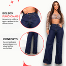 Kit 3 Calças Jeans Wide Leg 100% Algodão + Cintura Alta Que Modela e Realça Suas Curvas