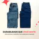 Kit 3 Calças Jeans Wide Leg 100% Algodão + Cintura Alta Que Modela e Realça Suas Curvas